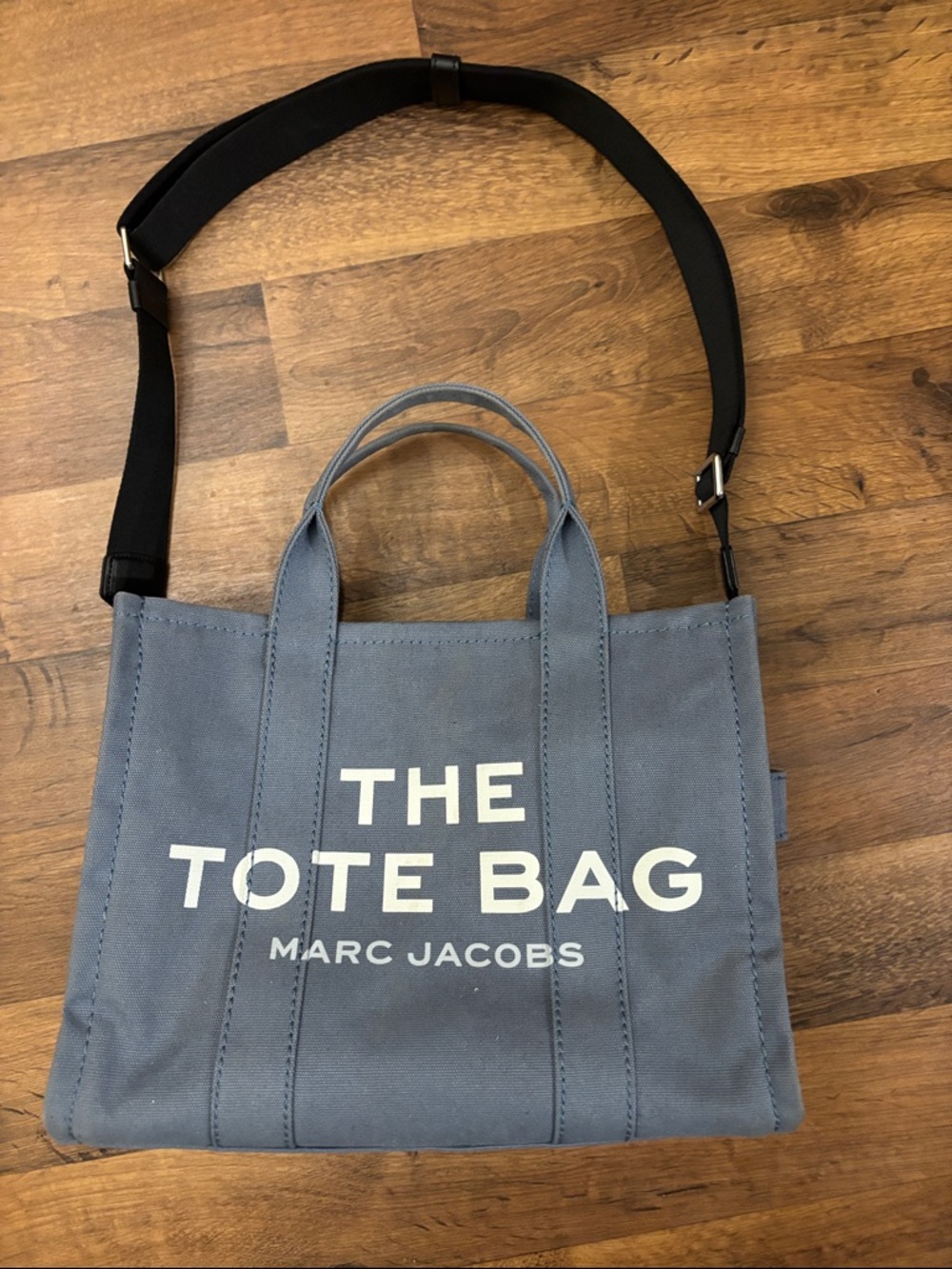 Marc Jacobs Slate Blue Canvas 'The Tote Bag' with Black Strap
